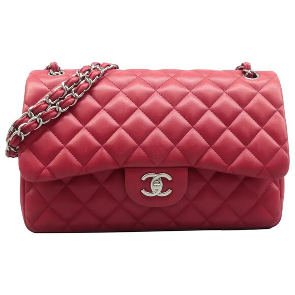 CHANEL Handbags - 100% Authentic CHANEL CF Jumbo Red Leather Shoulder Bag